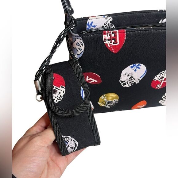RARE VINTAGE NCAA COLLEGE FOOTBALL JEWELED PURSE WITH CELL PHONE HOLDER - Picture 5 of 16